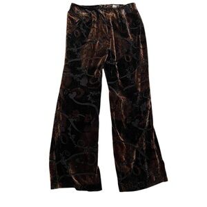 Vintage Forwear New York Wide Leg Velvet Pants Brown Floral 14